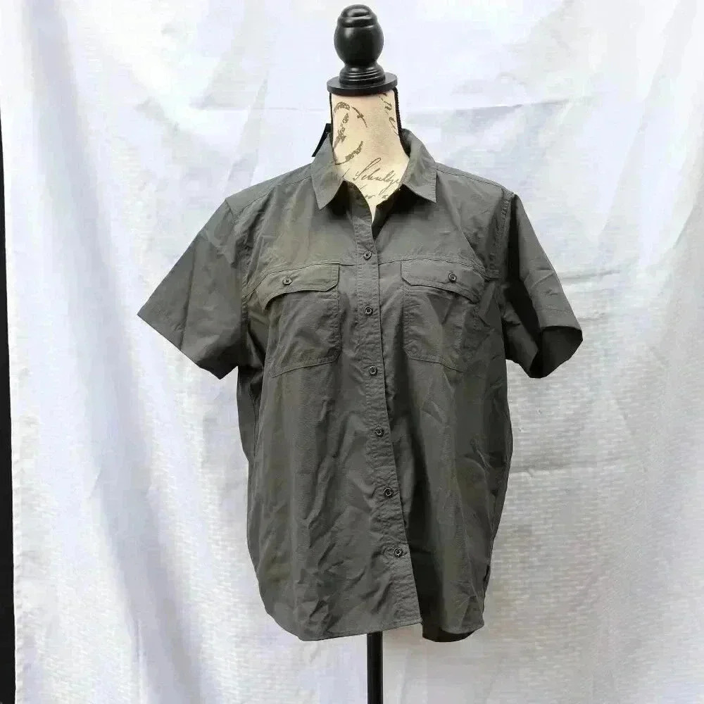 NWT Eddie Bauer Classic Fit Size L Mountain Ripstop Dark Smoke multi-pocket vent